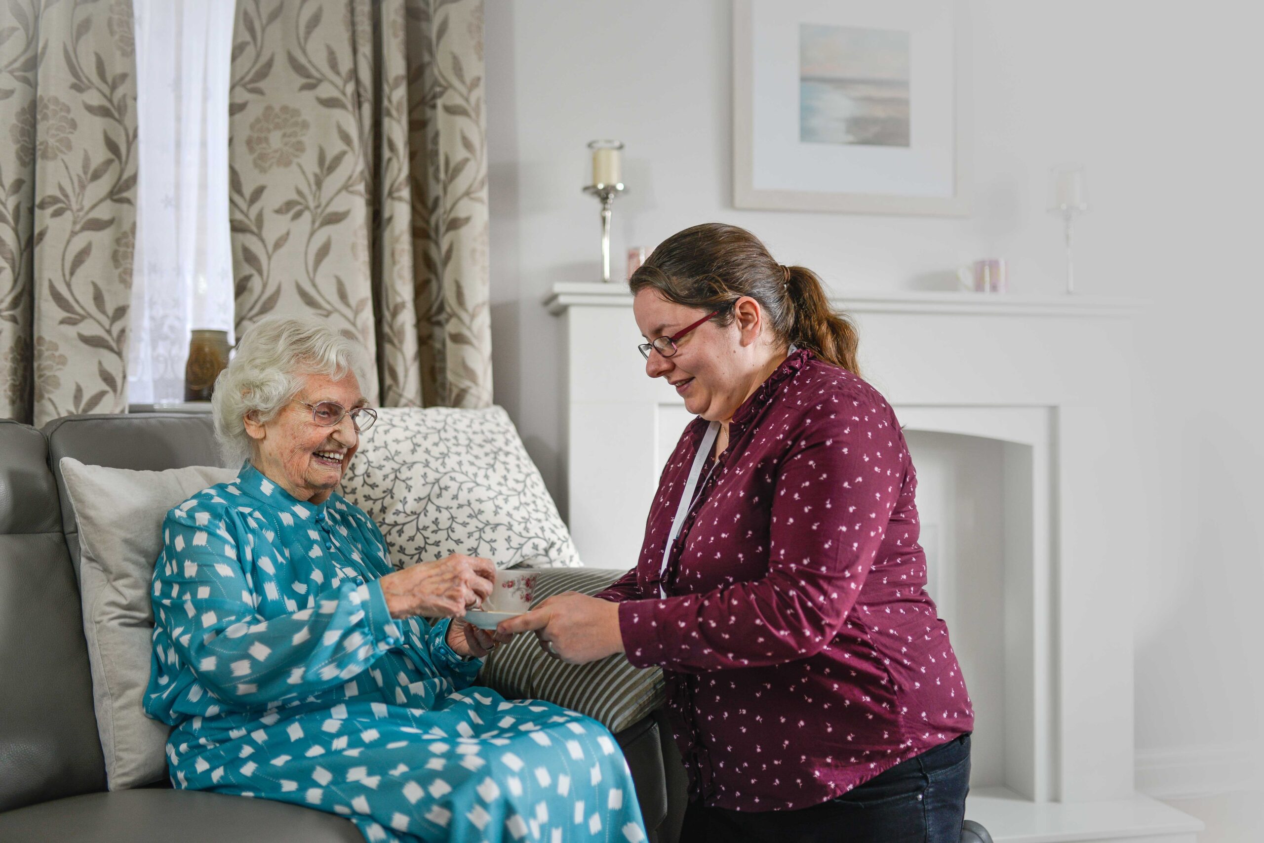 home care Easingwold - carer giving client cup of tea